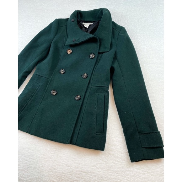 H&M Jackets & Blazers - H&M • Hunter Green Double-Breasted Peacoat